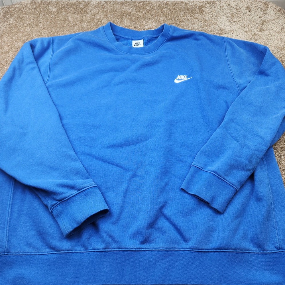 Nike Mens Sportswear Club Fleece Crewneck Sweatshirt Blue XXL Vtg Y2K
